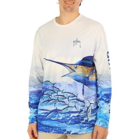 Guy Harvey Men’s XXL Long Sleeve Big Blue Tuna Performance Shirt - Picture 8 of 8